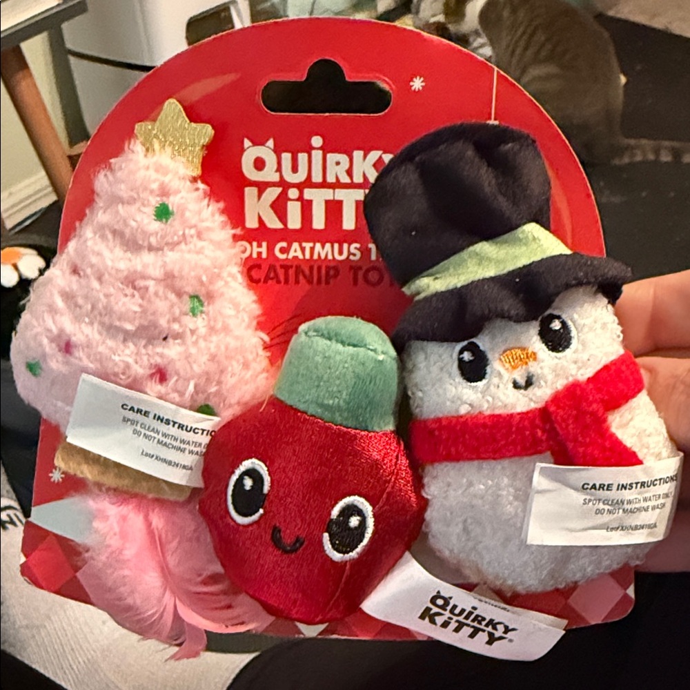 Festive Catnip Toy Set - Pink, Red, White